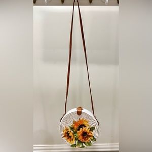 Handwoven Sunflower Crossbody Bag